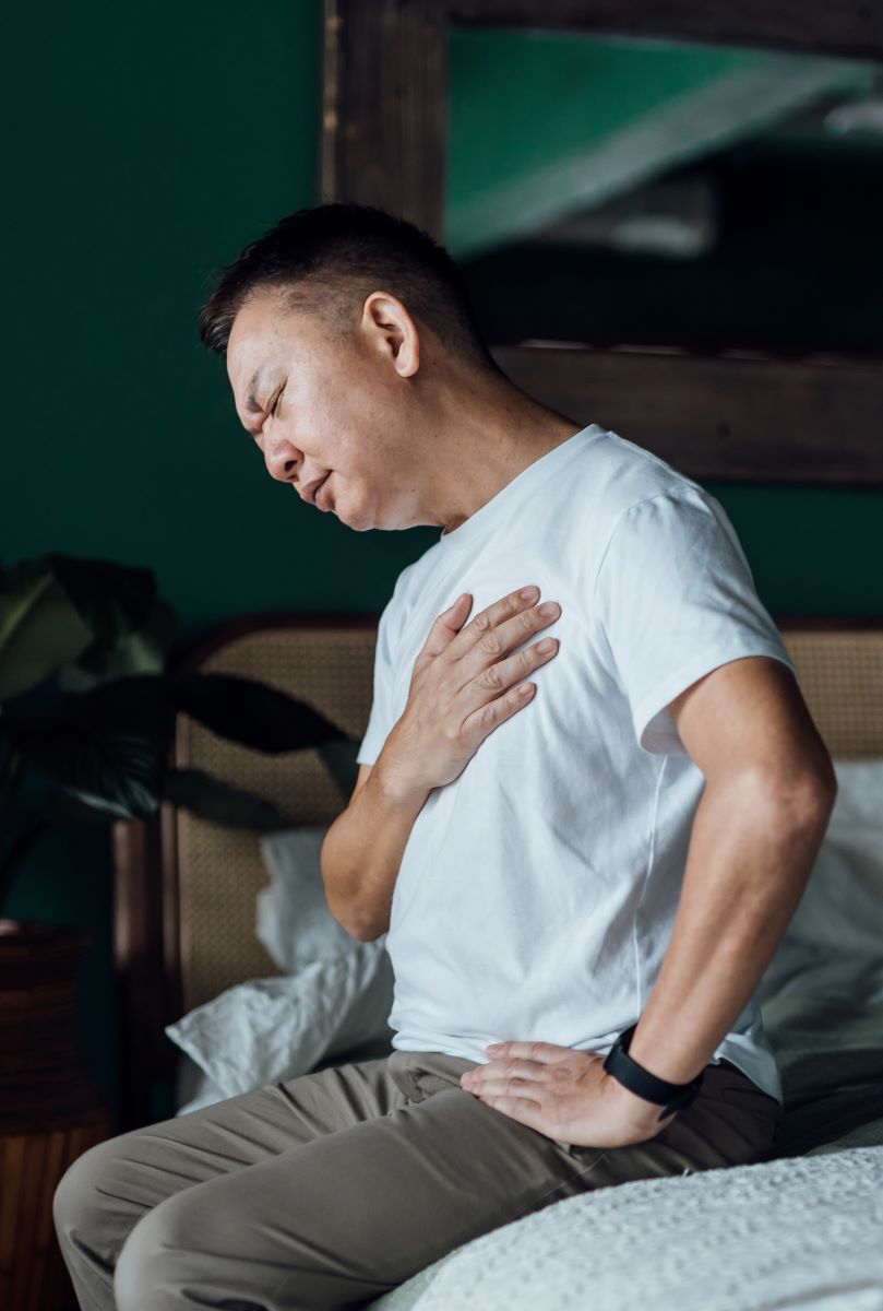 man with chest pain